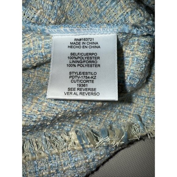 Bebop Blue Sparkle Tweed Short Sleeve Pearl Button Sheath Dress Women - Medium - Picture 7 of 8